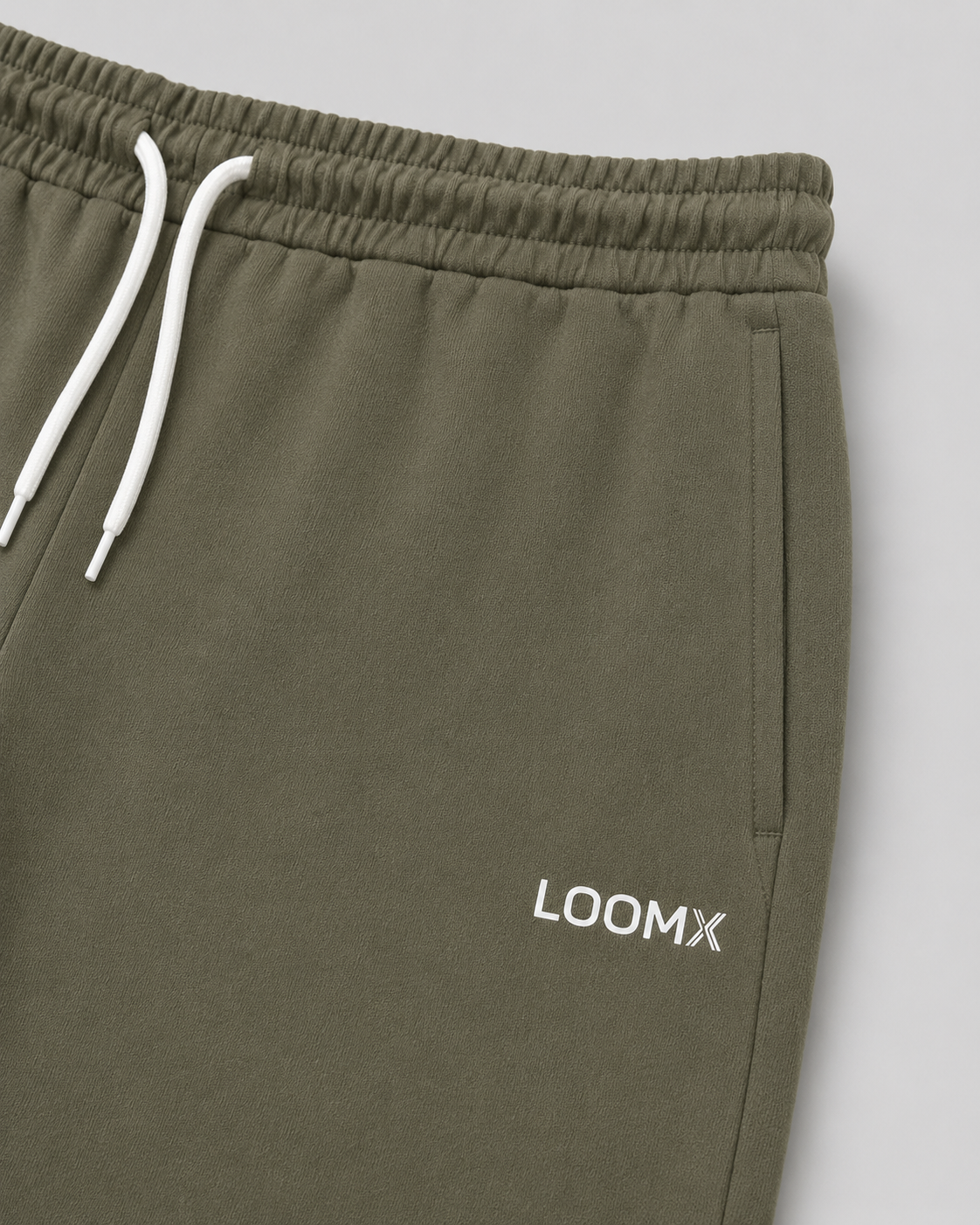Olive Straight Lounge Trouser Front Closeup