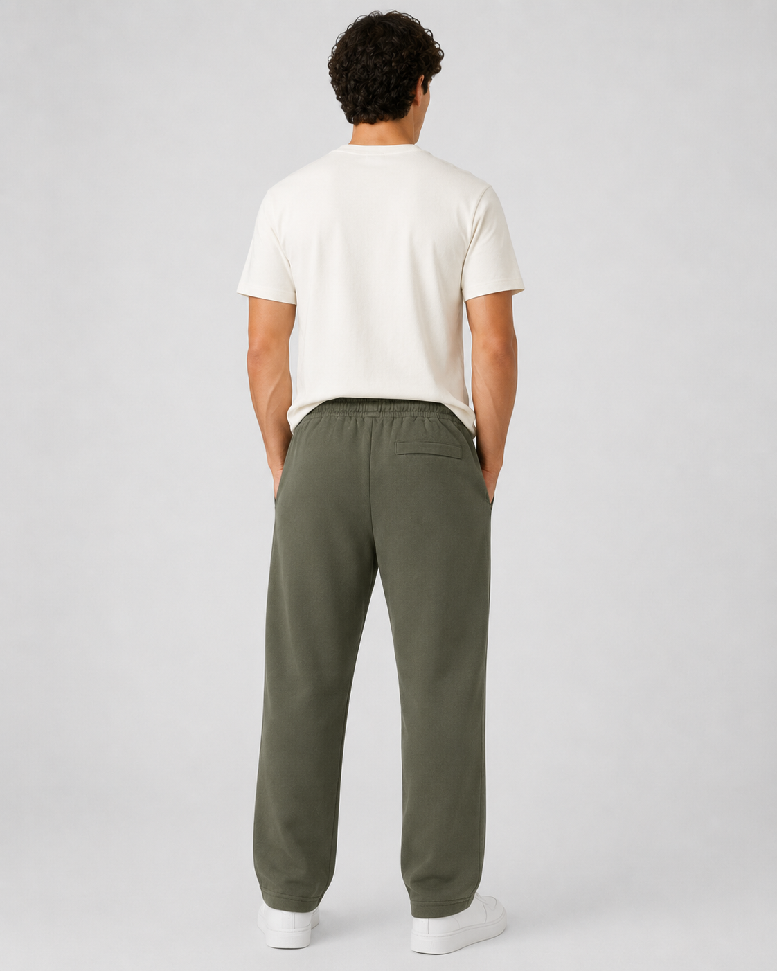 Olive Straight Lounge Trouser Model Back View