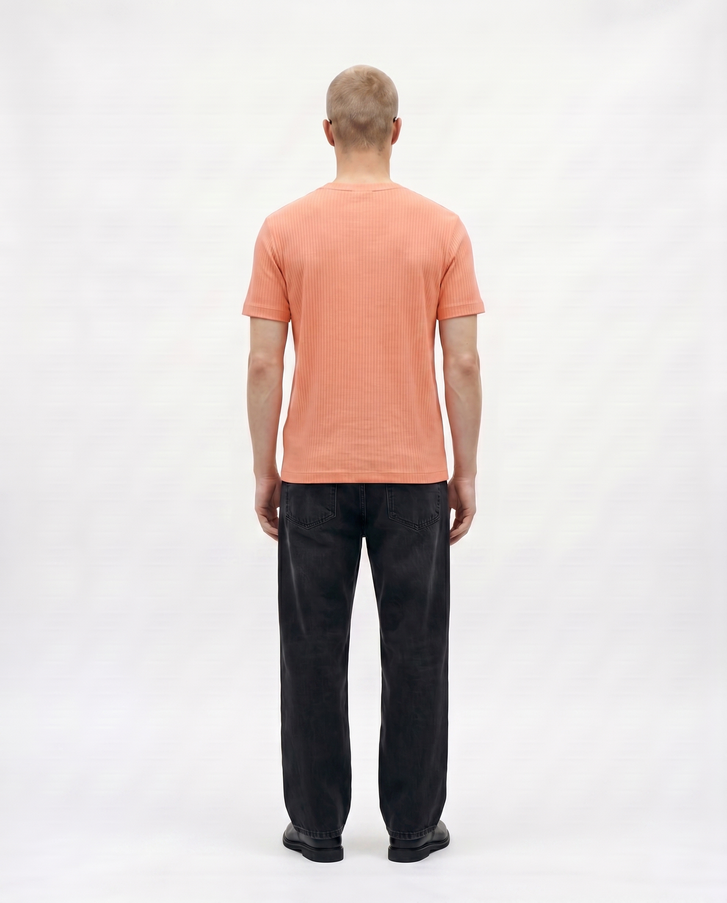 Peach Drop Needle Regular Fit Tee Back Model View