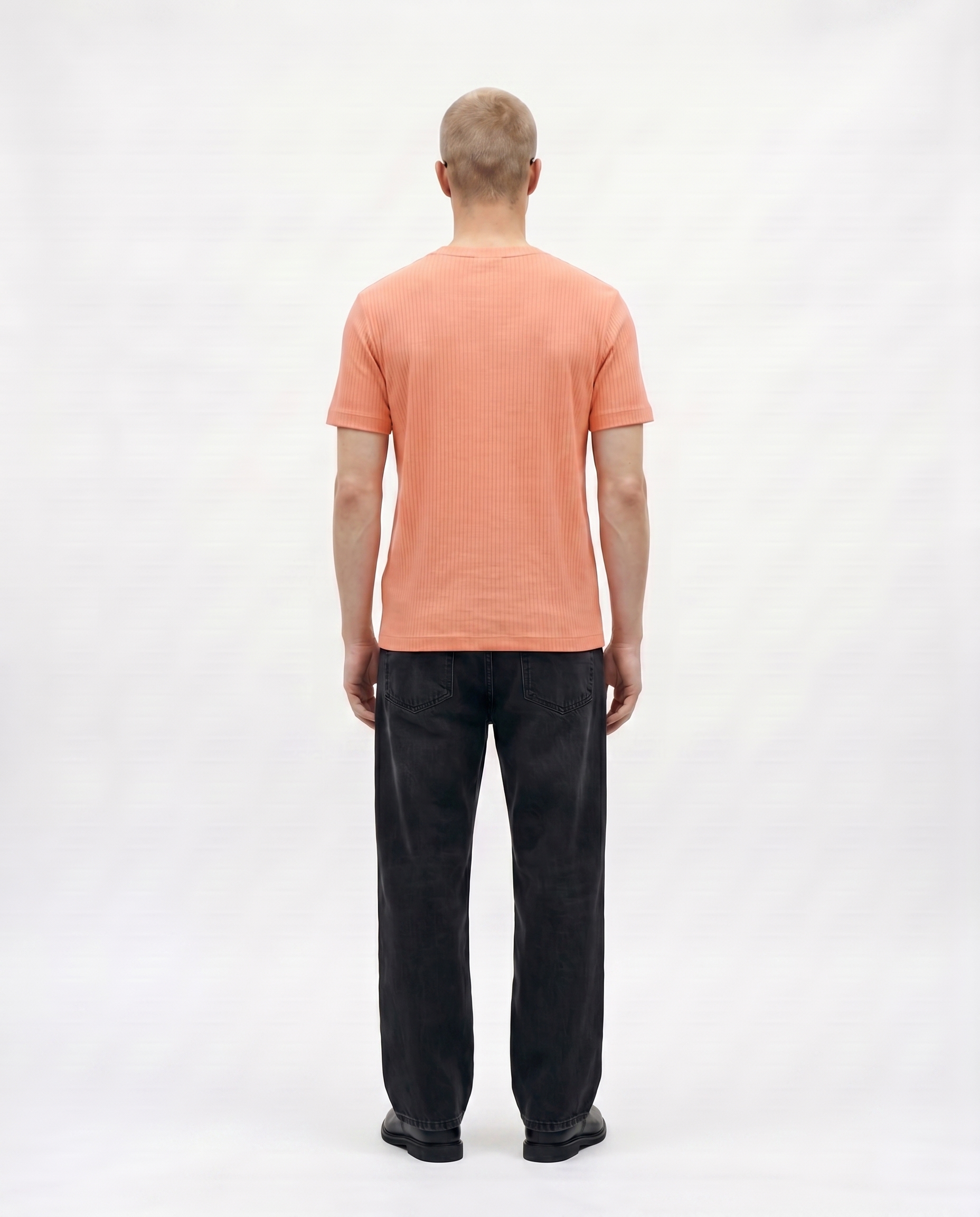 Peach Drop Needle Regular Fit Tee Back Model View