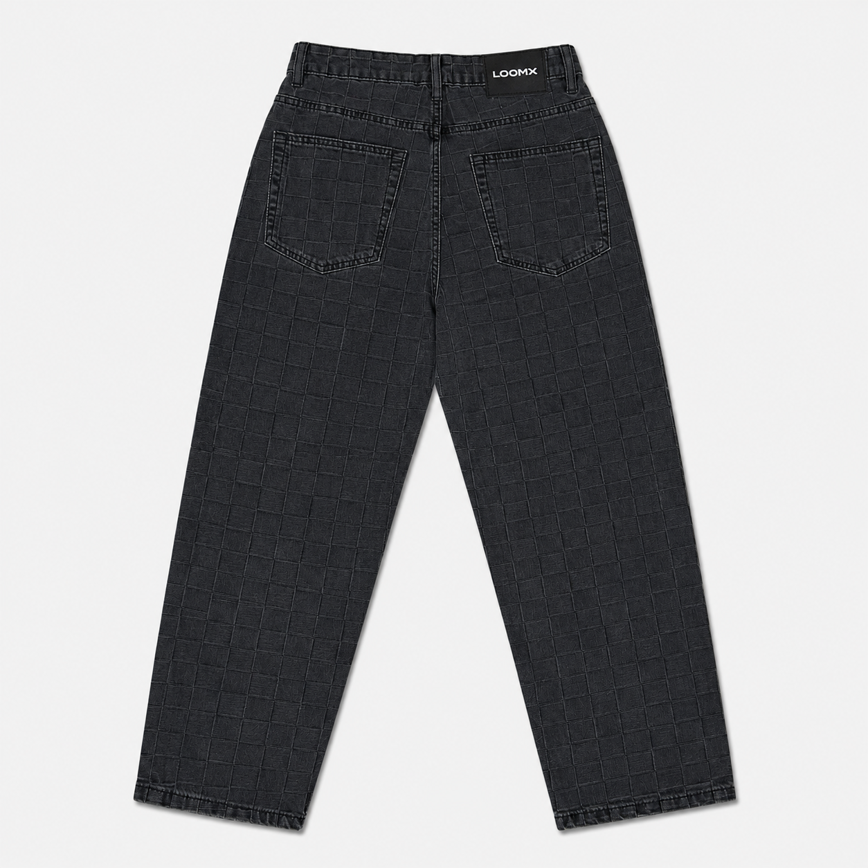 Shadow Grid Baggy Denim Back View