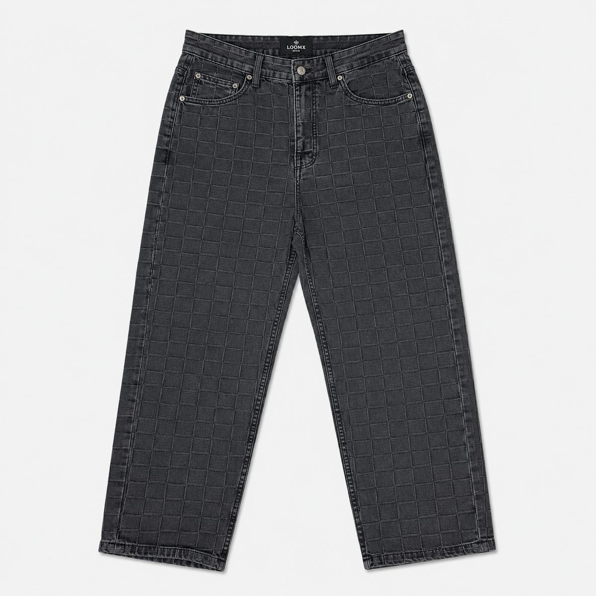 Shadow Grid Baggy Denim Front View