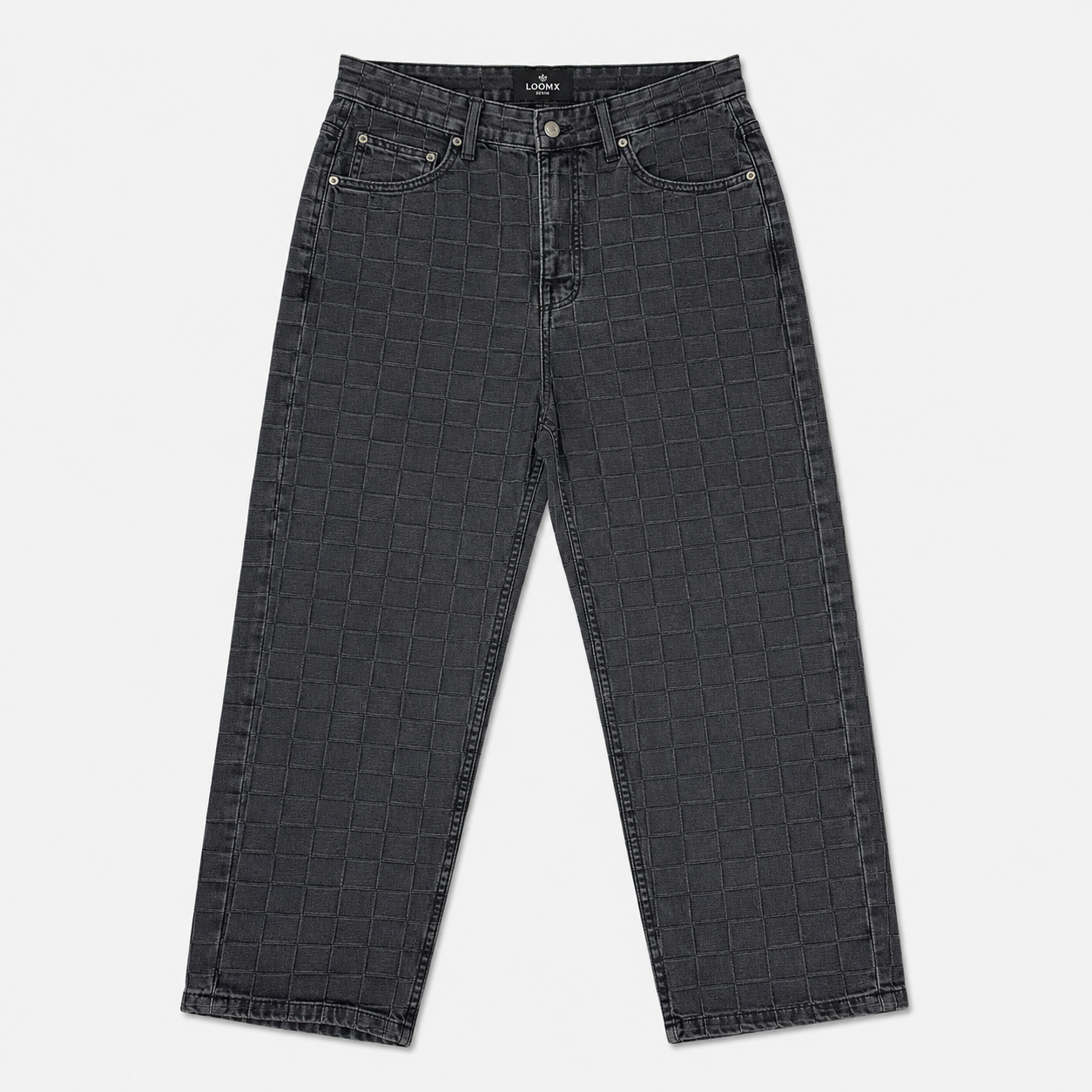 Shadow Grid Baggy Denim Front View