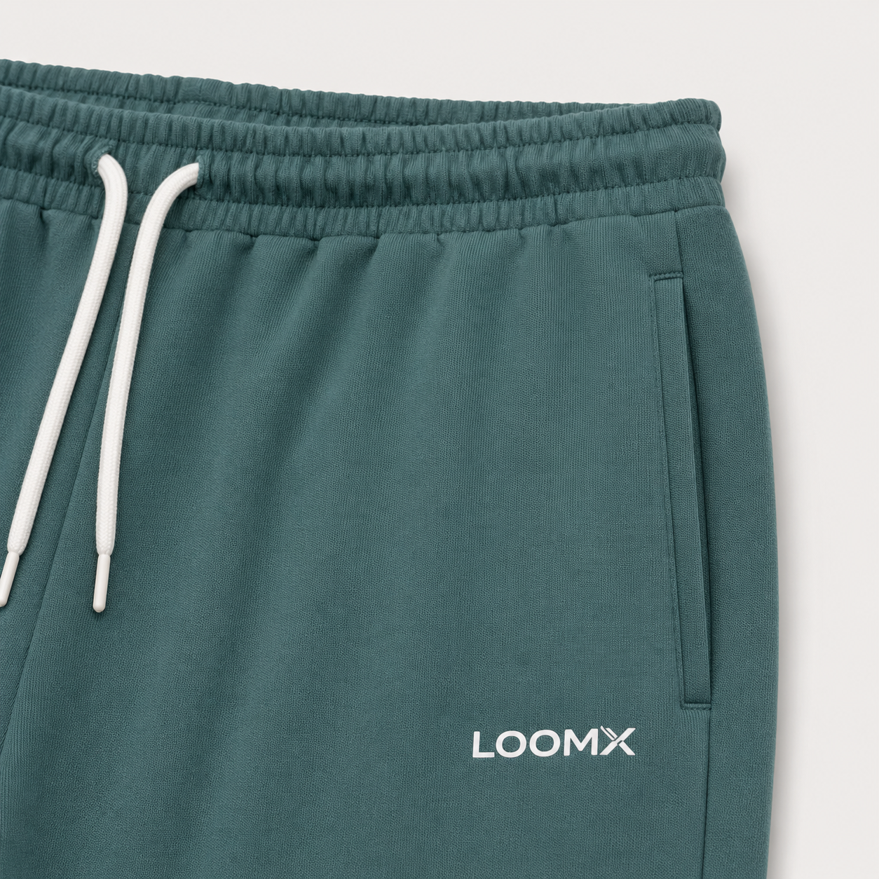 Teal Straight Lounge Trouser Front Closeup View