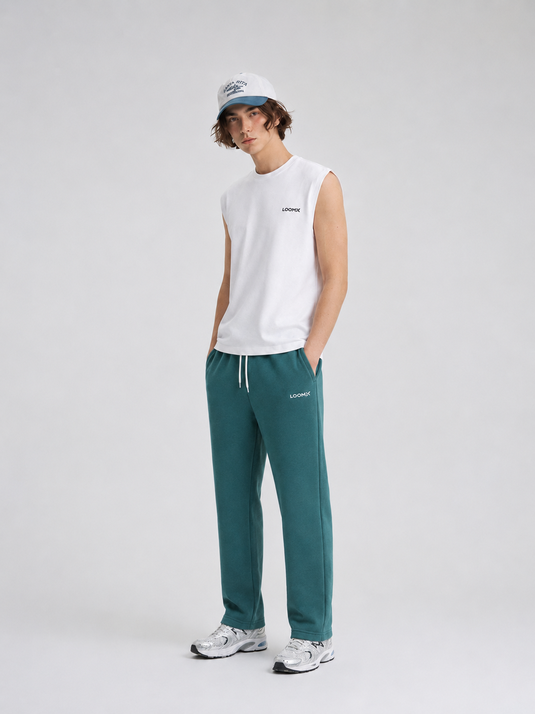 Teal Straight Lounge Trouser Front Model View