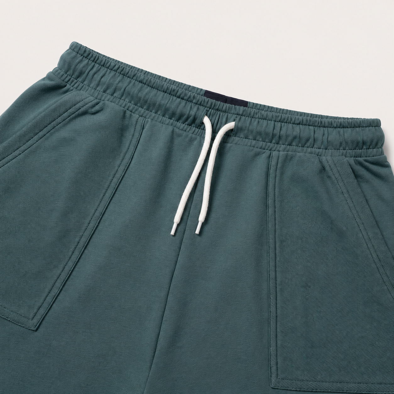 Teal Utility Pocket Shorts Closeup View