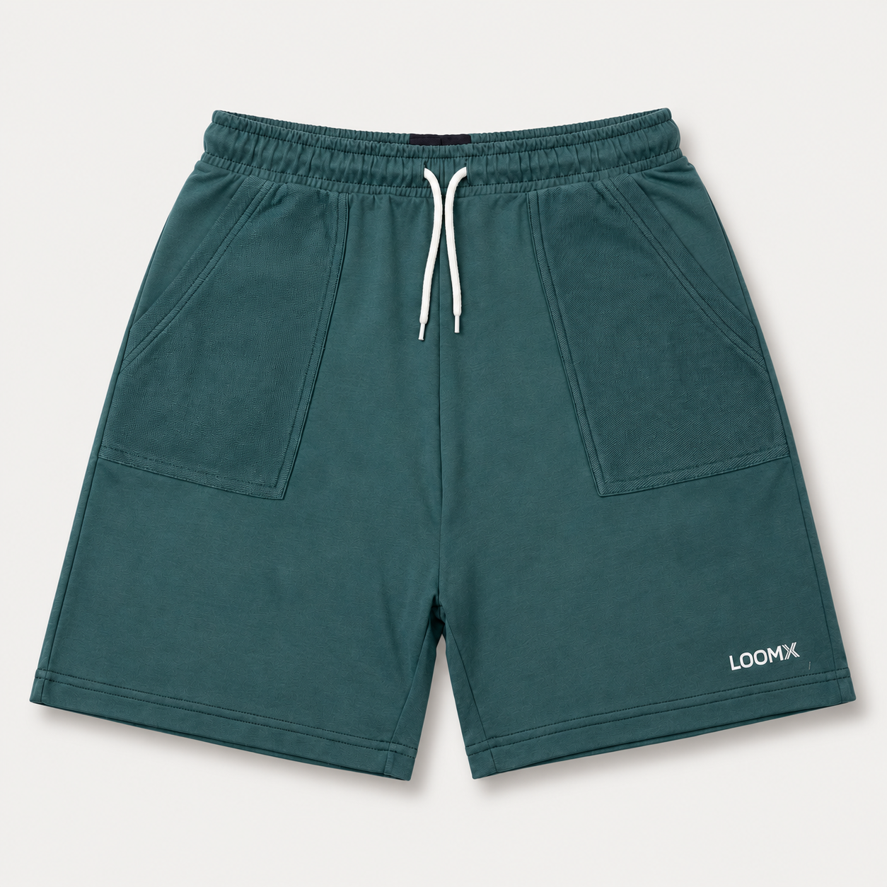 Teal Utility Pocket Shorts Front View
