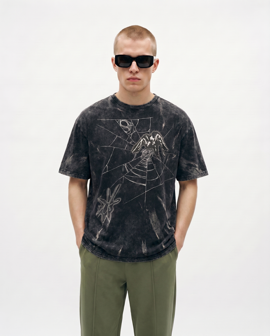 Toxic Oversized Tee Front Model Graphic Design