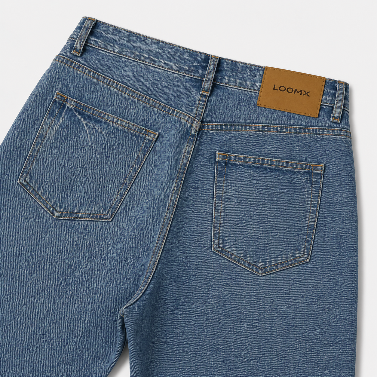 Vintage Blue Baggy Denim Back View Close Up