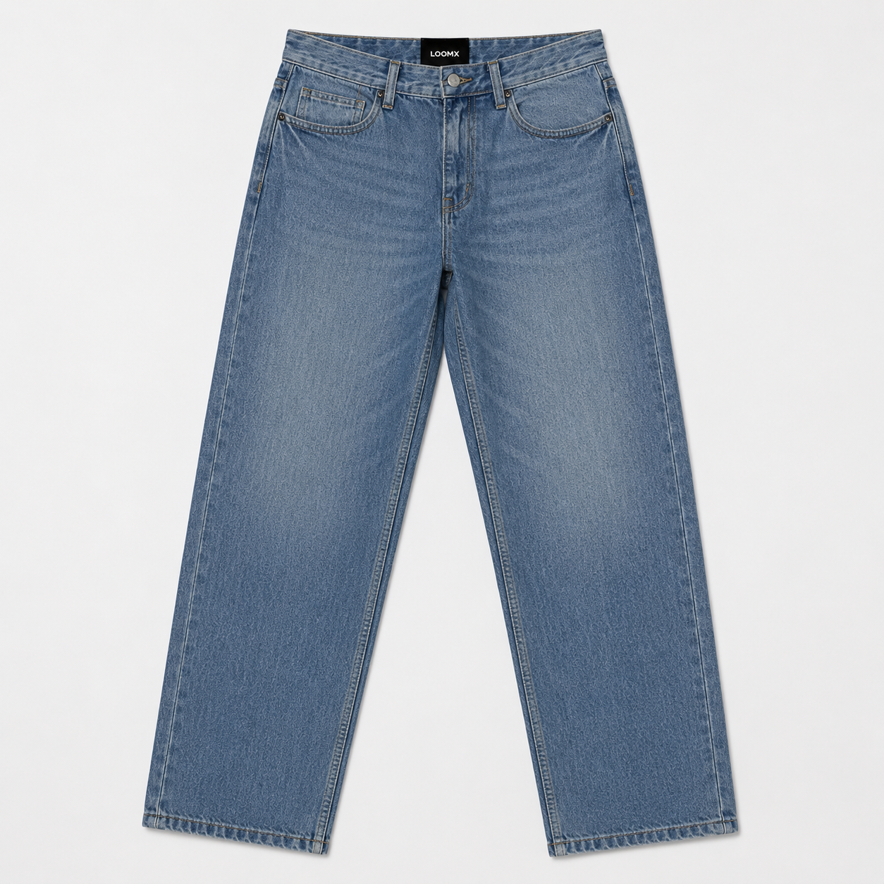 Vintage Blue Baggy Denim Front View