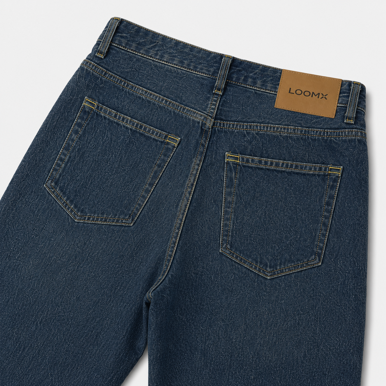 Vintage Indigo Baggy Denim Back View Close Up