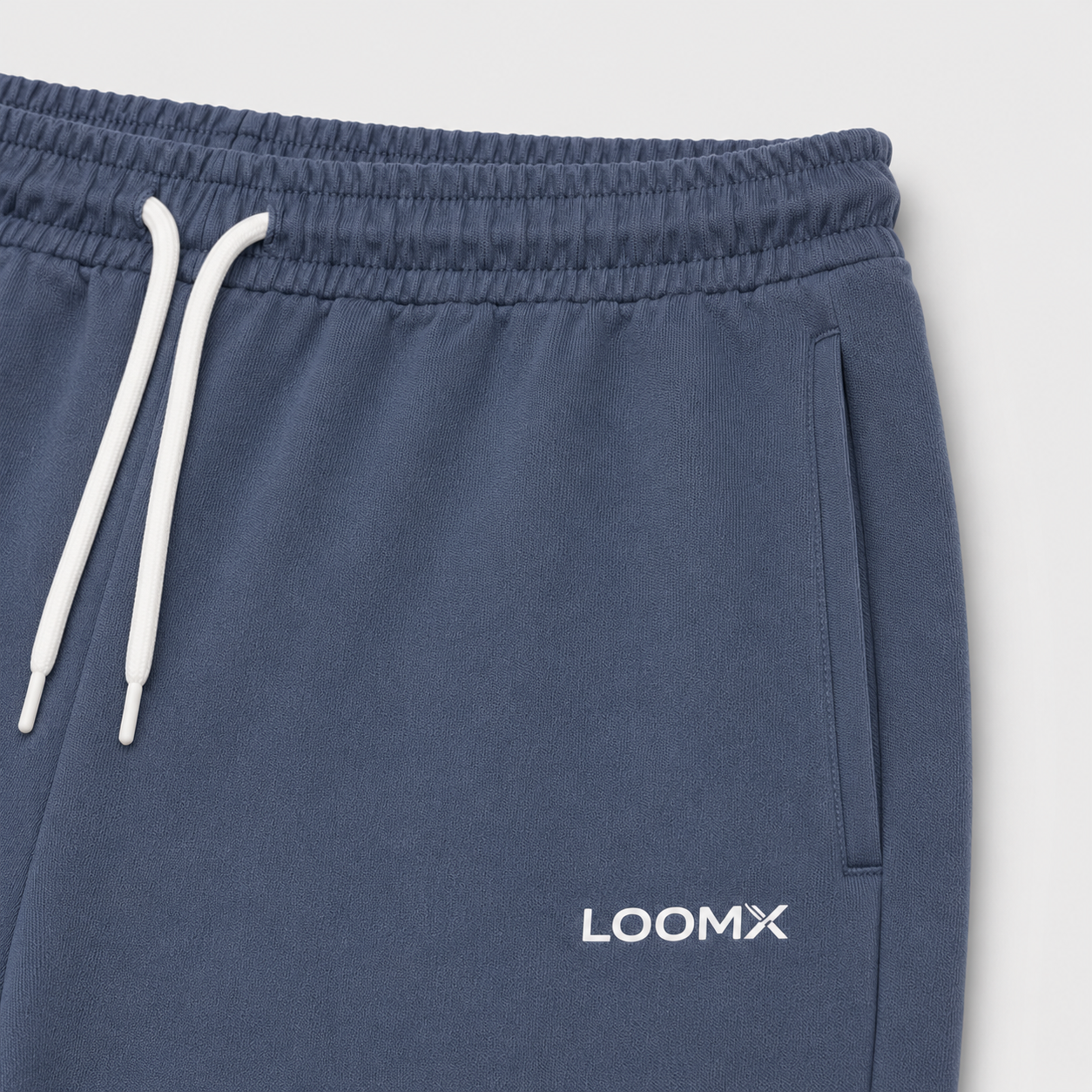 Washed Navy Straight Lounge Trouser Front Closeup