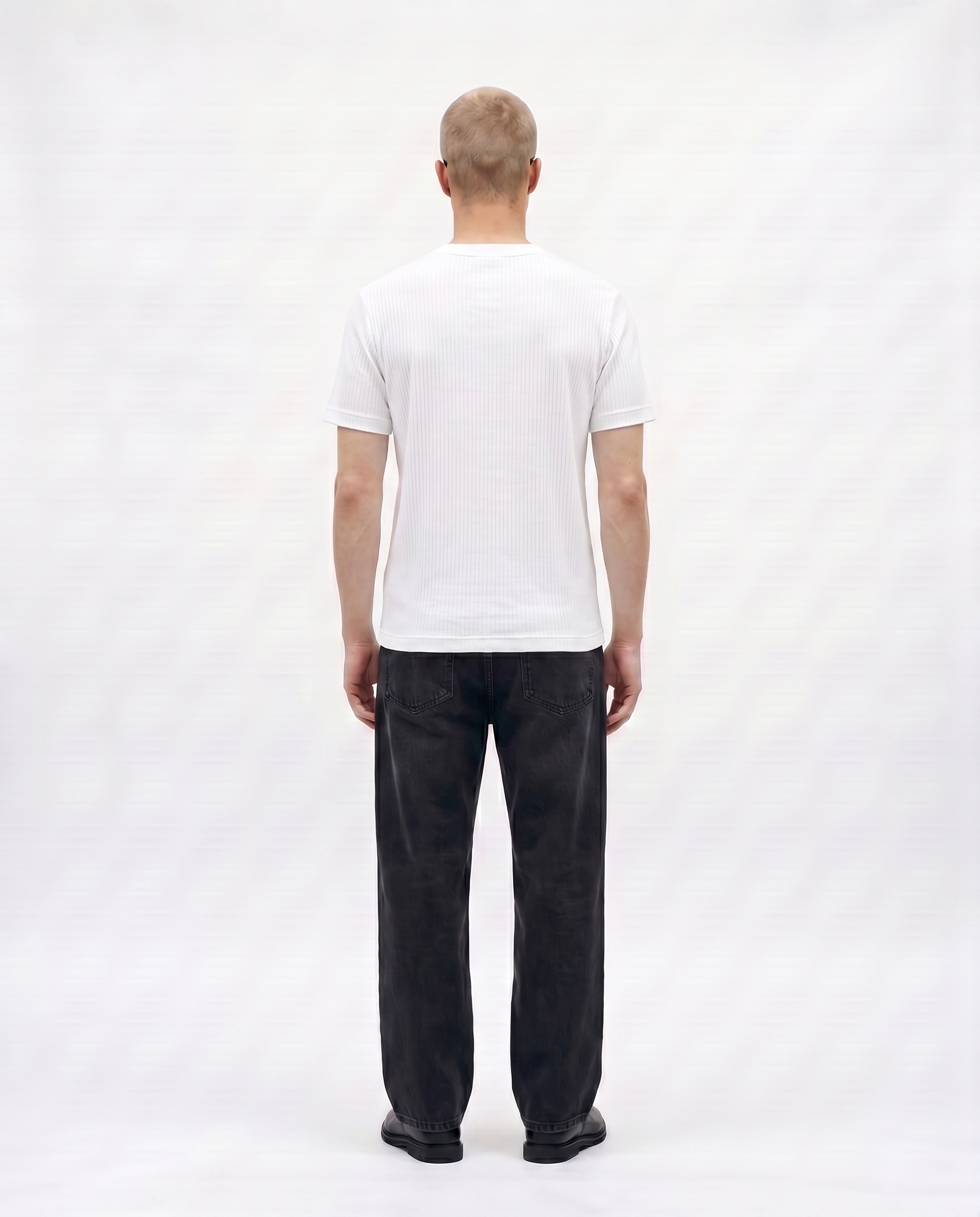 White Drop Needle Regular Fit Tee Back Model View