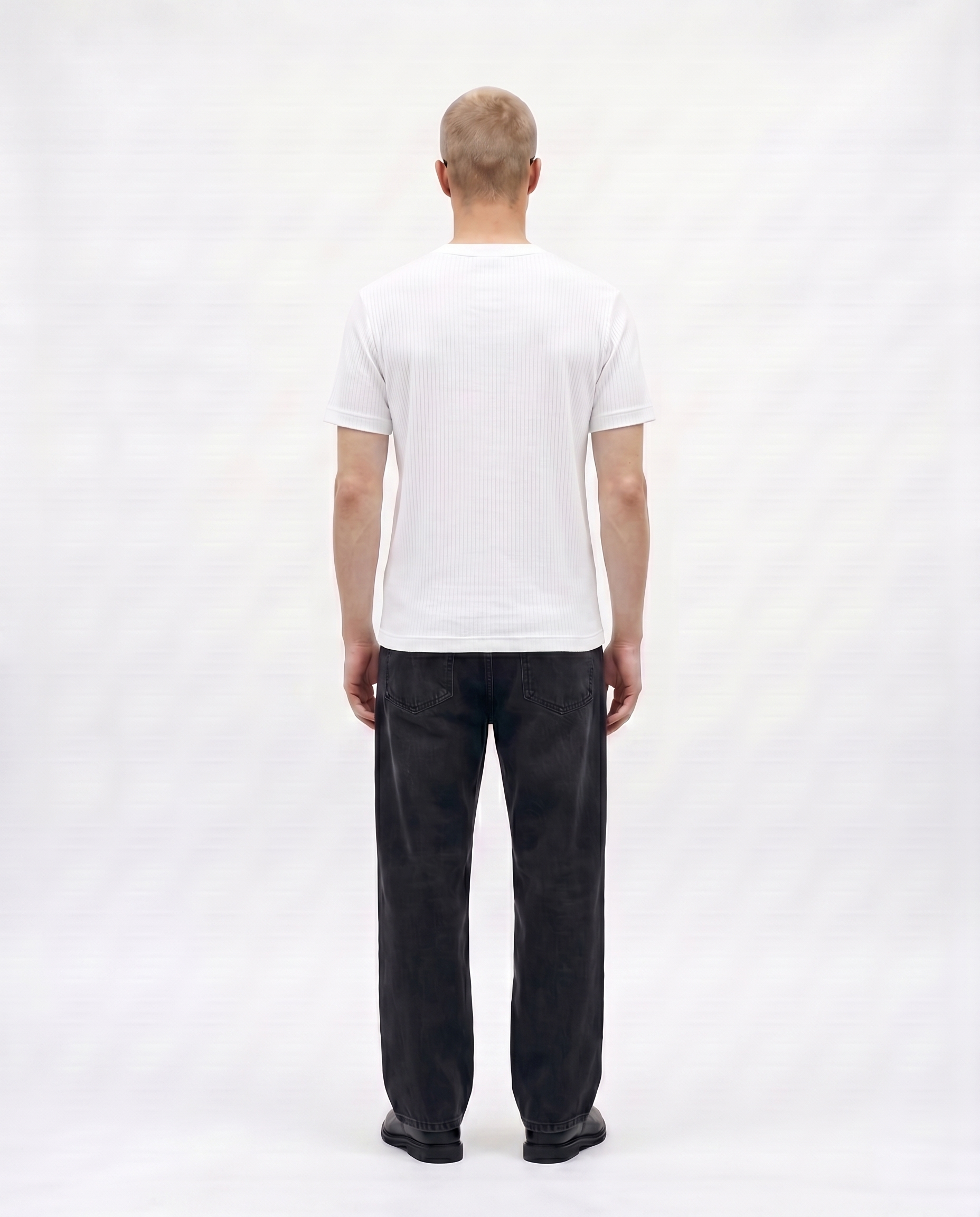 White Drop Needle Regular Fit Tee Back Model View