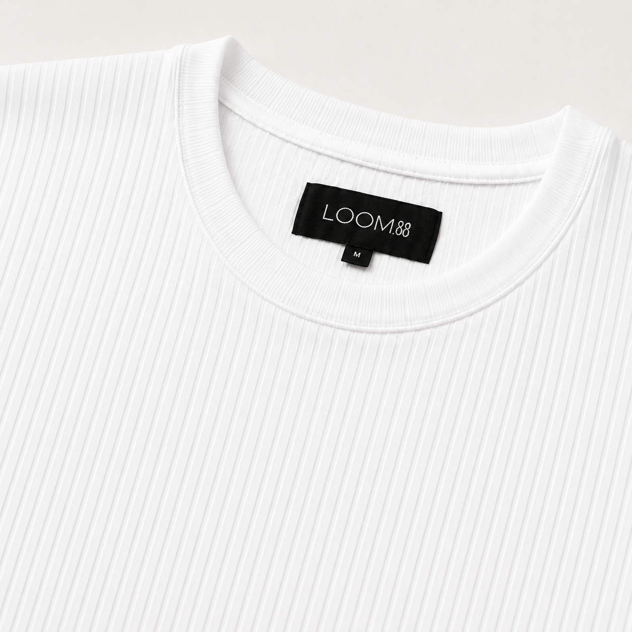 White Drop Needle Regular Fit Tee Front Close Up View