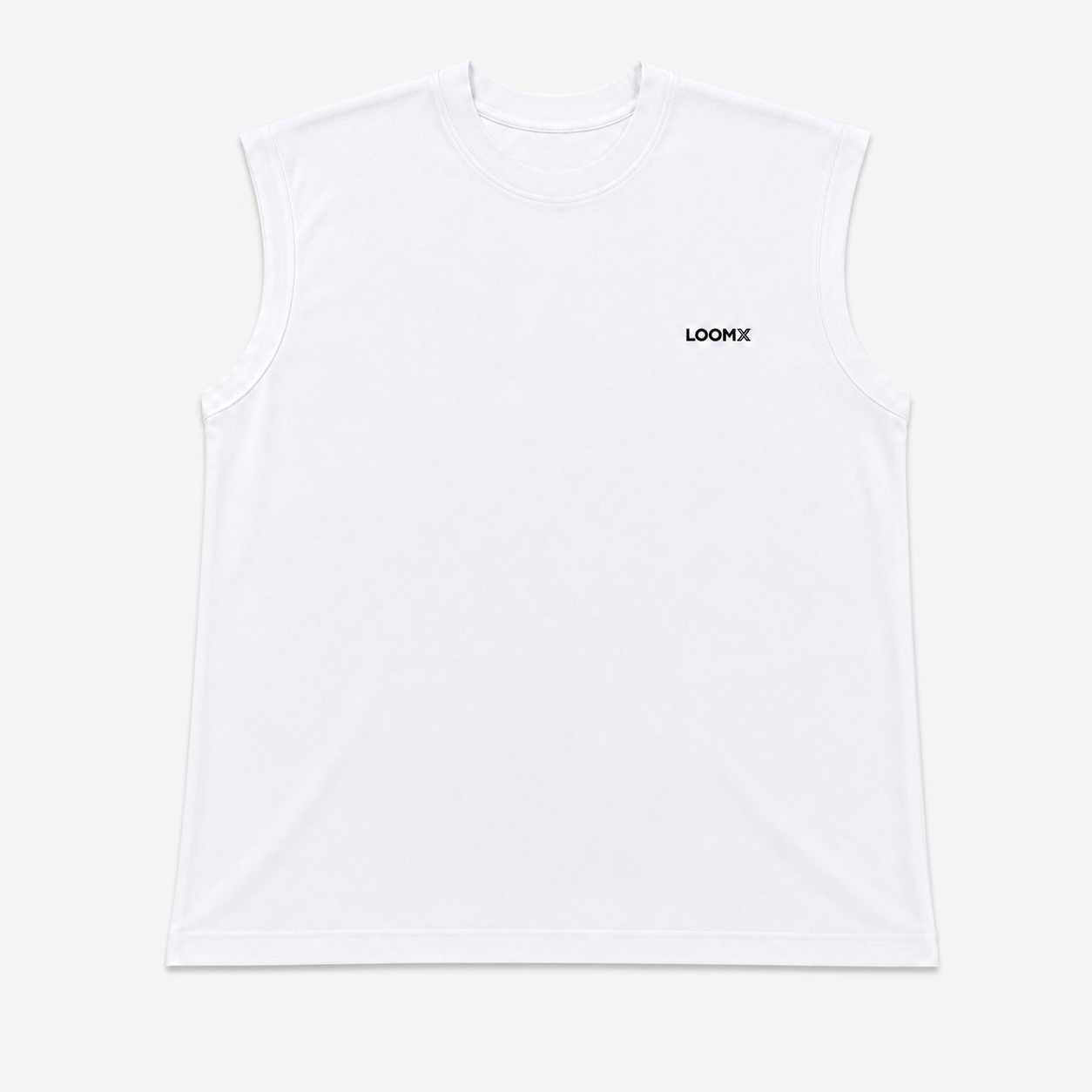 White Muscle Tee Flat Lay Front View