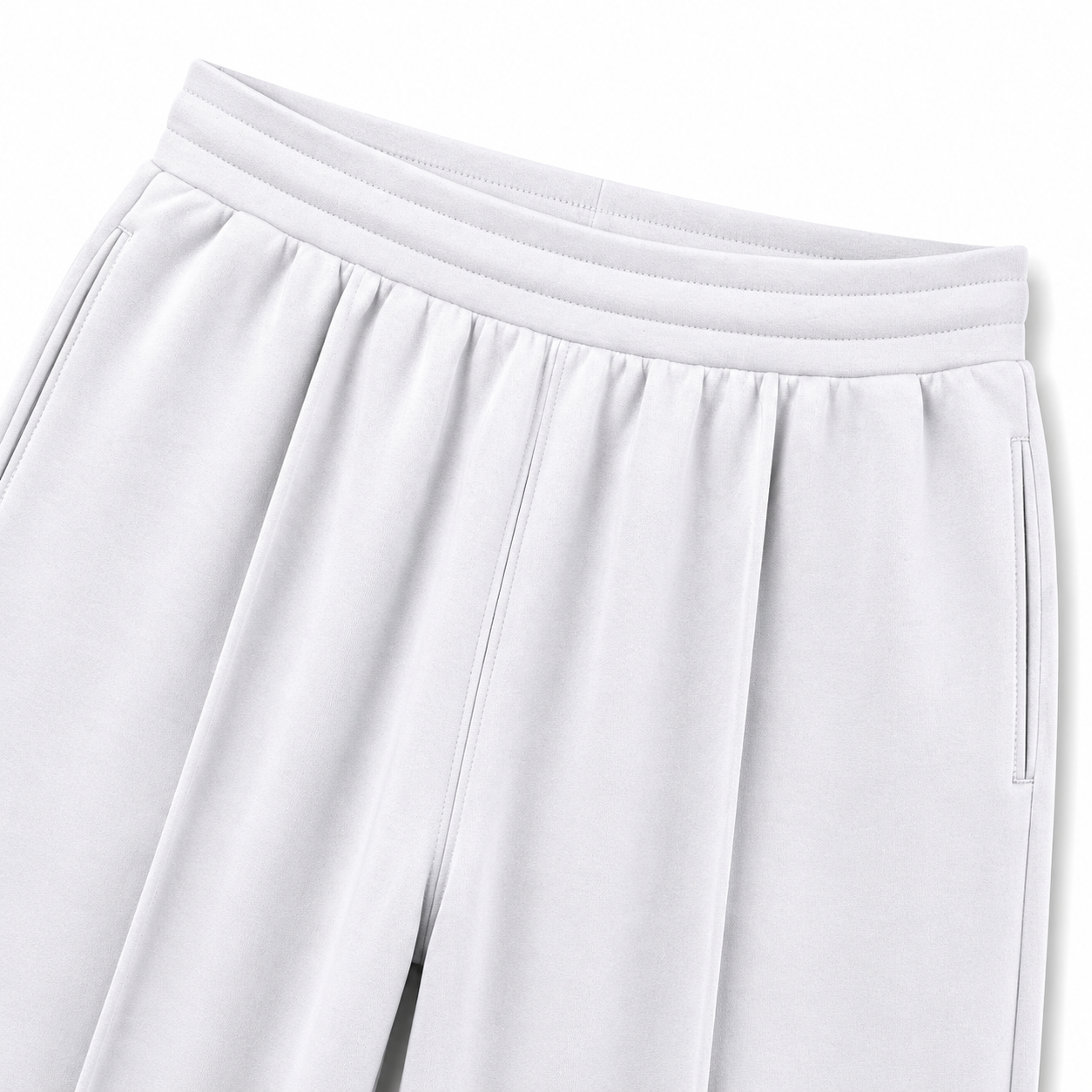 White Pleated Baggy Trouser Front View Close Up