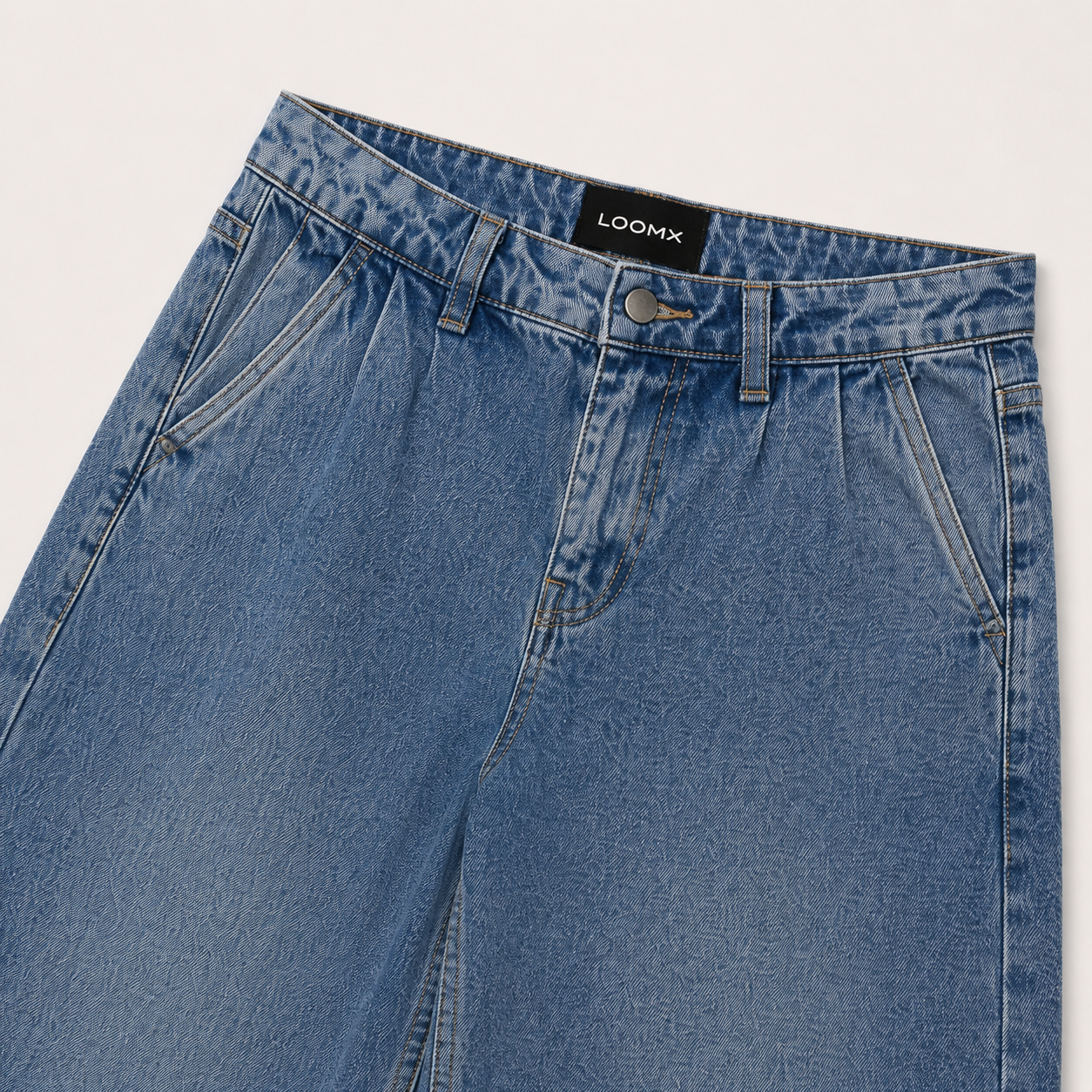 Womens Eclipse Ultra Wide Leg Denim Jeans Close Up View