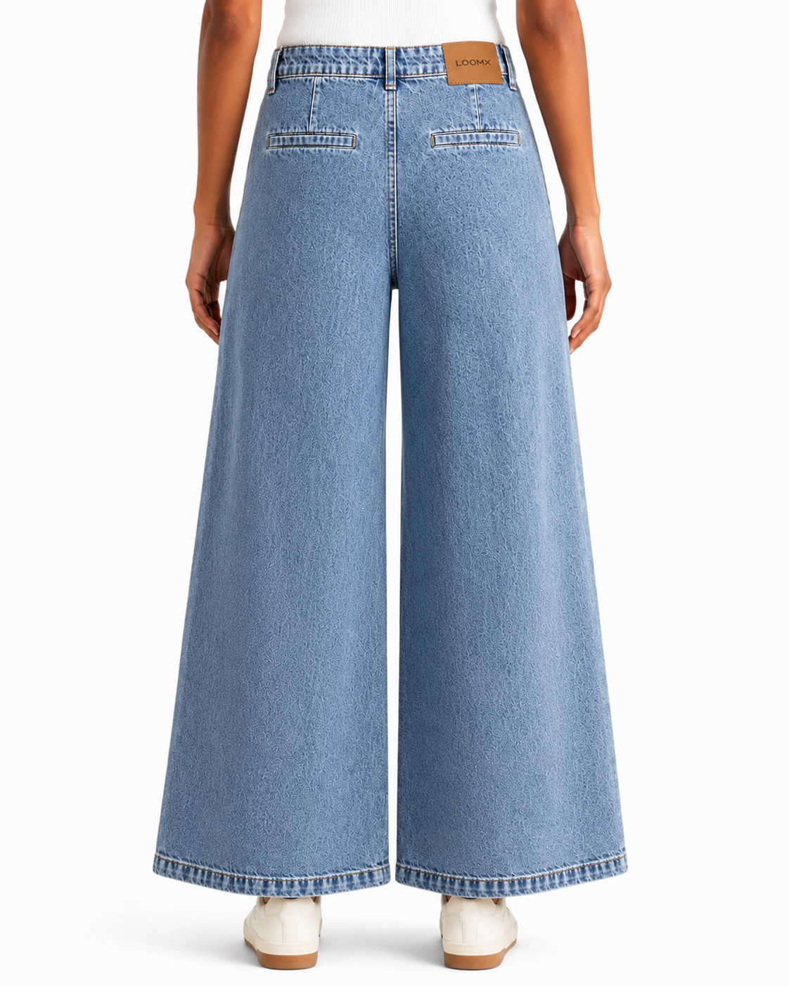 Womens Eclipse Ultra Wide Leg Denim Jeans Back Model View